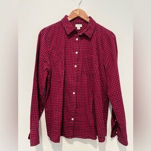 J. Crew Red & Navy Gingham Checked Women's Button Down